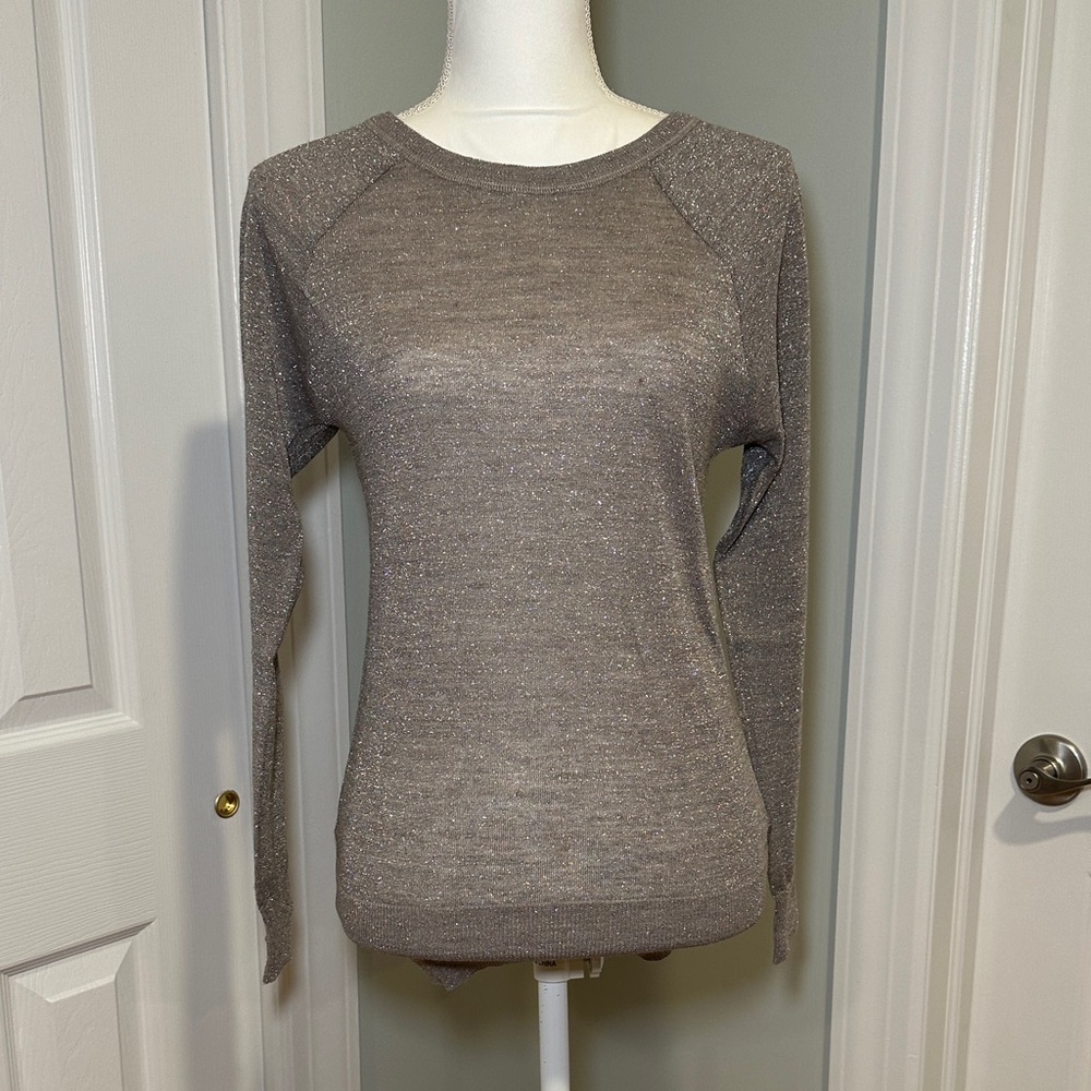 Loft Sparkly Beige/Gray Long Sleeve Sweater - Size X-small